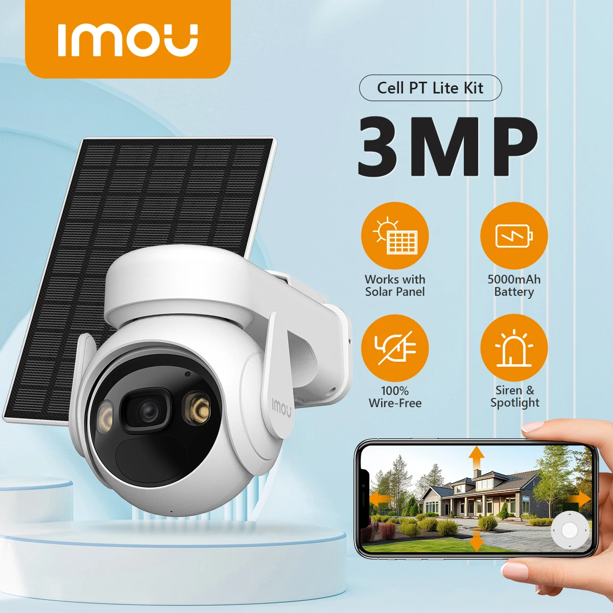 imou pt lite camera de seguranca domestica sem fio com painel solar camera wifi bateria 5000mah ip66 celula 3mp 100 01