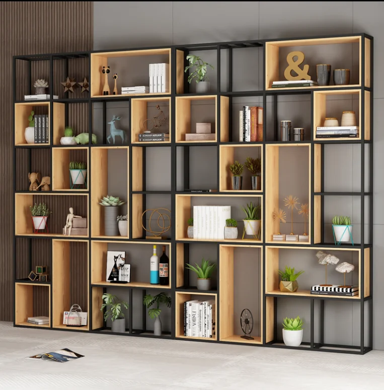 Wall Corner Shelf Storage Rack Metal Book Shelf Cabinet Furniture Bookshelf Library Wooden Bookcases