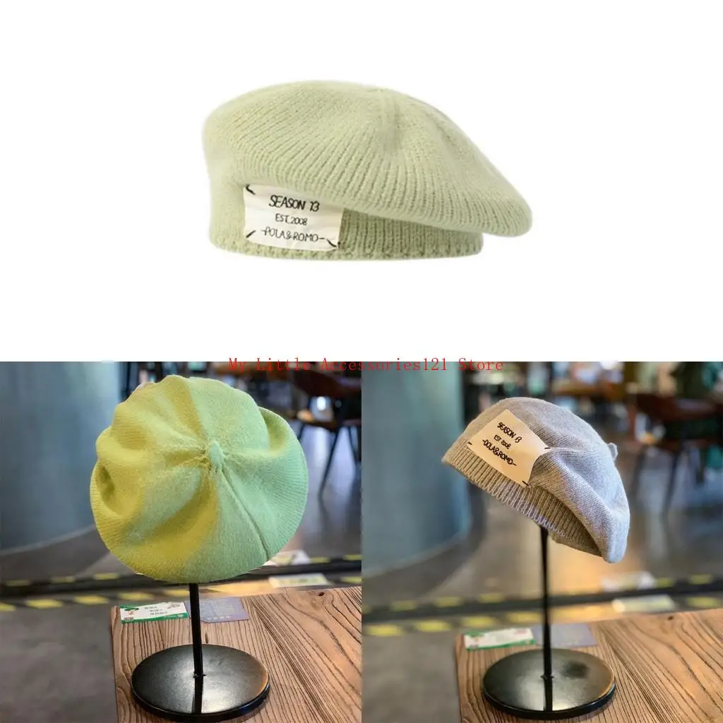 

Vintage Octagonal Hat Fashion Ladies Knit Painter Hat Winter All-match