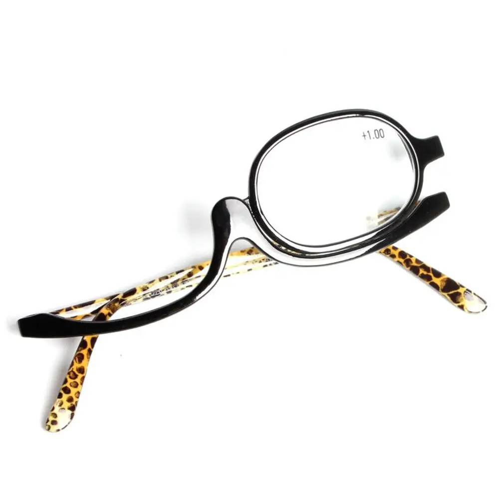 Folding Round Reading Glasses Women Men Rotating Makeup Presbyopia Eyeglasses Flip Down Lenses Cosmetic Magnifying Eyewear