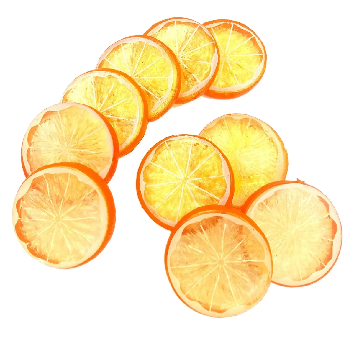 10 Pcs Fake Lemon Slice Artificial Fruit Highly Simulation Lifelike Model for Home Party Decoration Orange