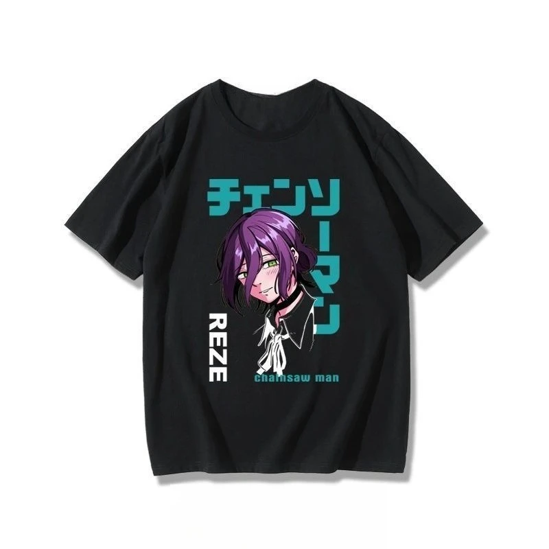 

2025 Winter and Autumn Chainsaw Man Rise Printed T-shirt Japanese Anime 2D Short Sleeve Couple Unisex Vintage Graphic Tees