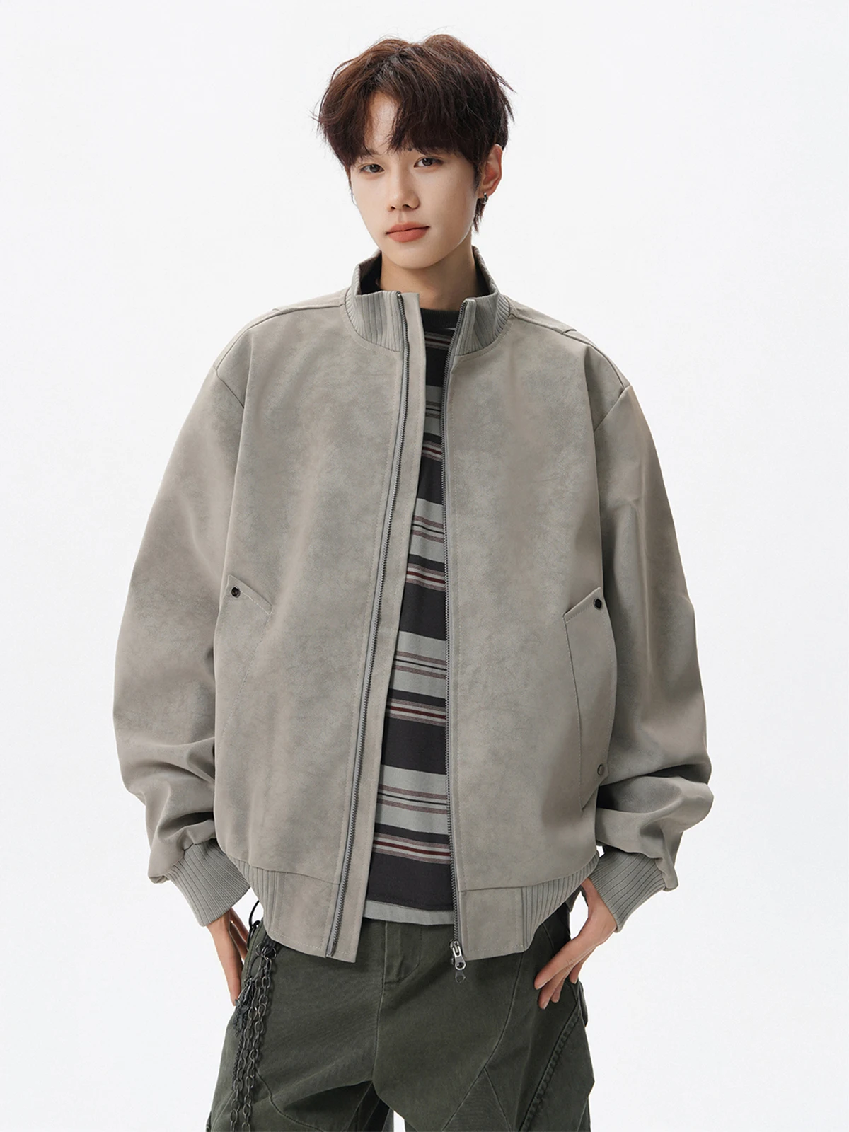 

Loose Fit American High Street Motorcycle Jaet Men's Trendy Brand Autumn Winter New Sle PU Leather Jaet Casual Coat