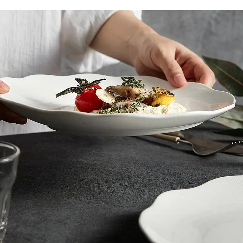 Ceramic Cooking Dishes Pasta Steak Sushi Plate Restaurant Solid Color Specialty Tableware Snack Bread Dessert Dish Dinner Plates