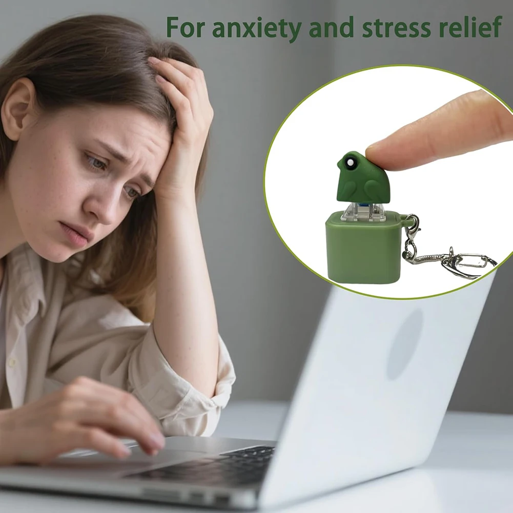 かわいい動物のストレスボールキーホルダー、サウンドLED付き、楽しいカエルのデザイン、インタラクティブな機能付き、車のキーアクセサリー、旅行用