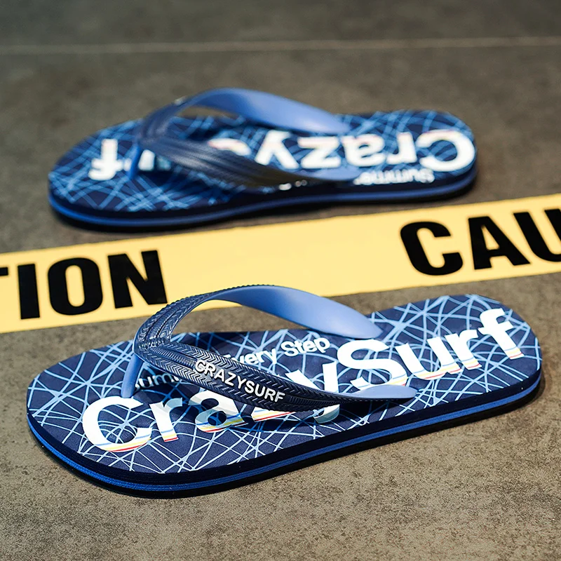 

Популярные модные синие шлепанцы, мужские летние пляжные тапочки на плоской подошве для мужчин, удобные мягкие мужские домашние тапочки chanclas de hombre