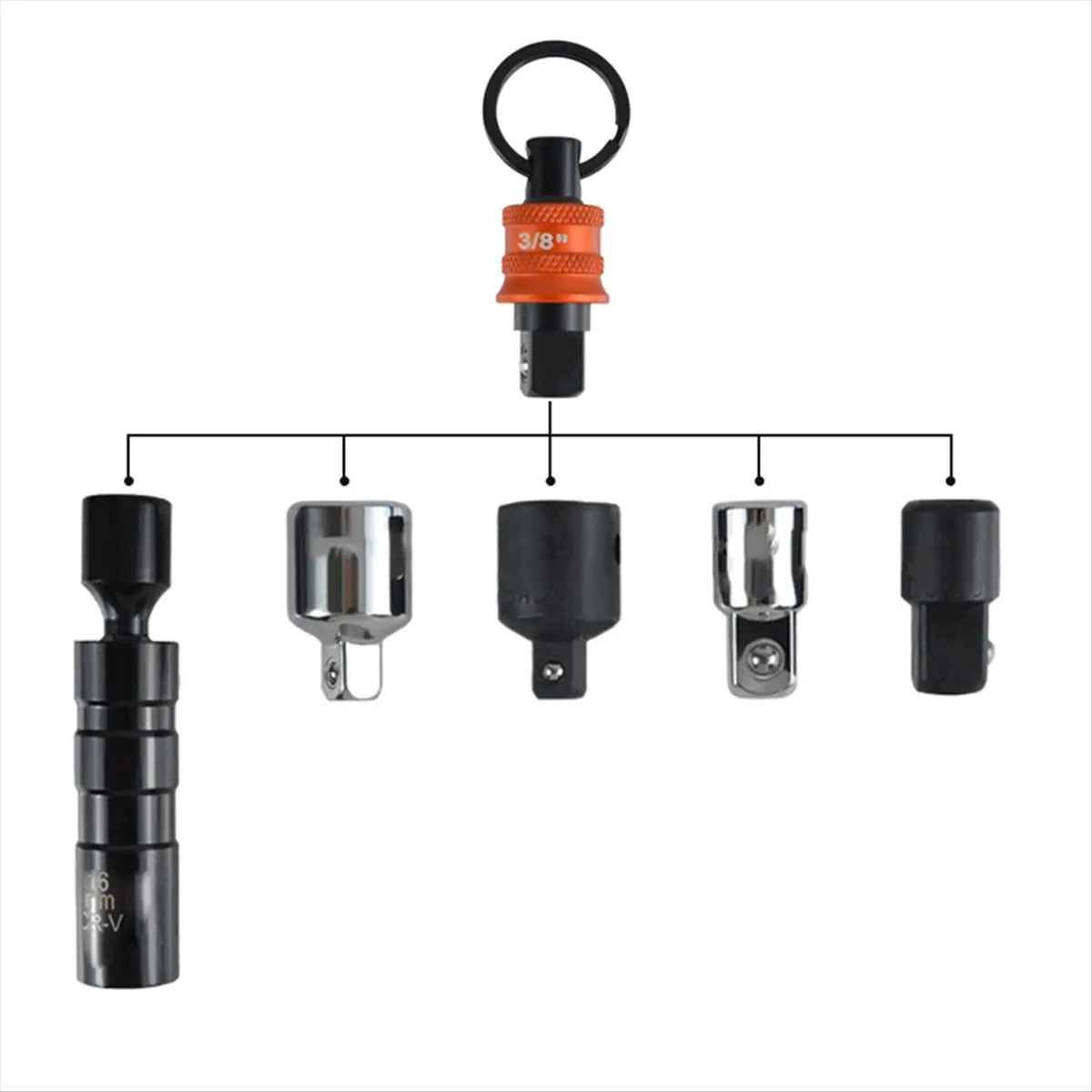 DT57 LATEST MODEL 1/2 3/8 Inch Keychain Socket Hexagonal Shank Drill Bit Holder for Impact Drill Nut Driver Carabiner Socket Ext