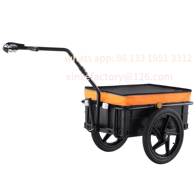 

Customizable 88Lbs Bike Cargo Trailer Bicycle Wagon Cart Foldable Storage with 16" Wheels & Safe Reflectors Fits 24"-28