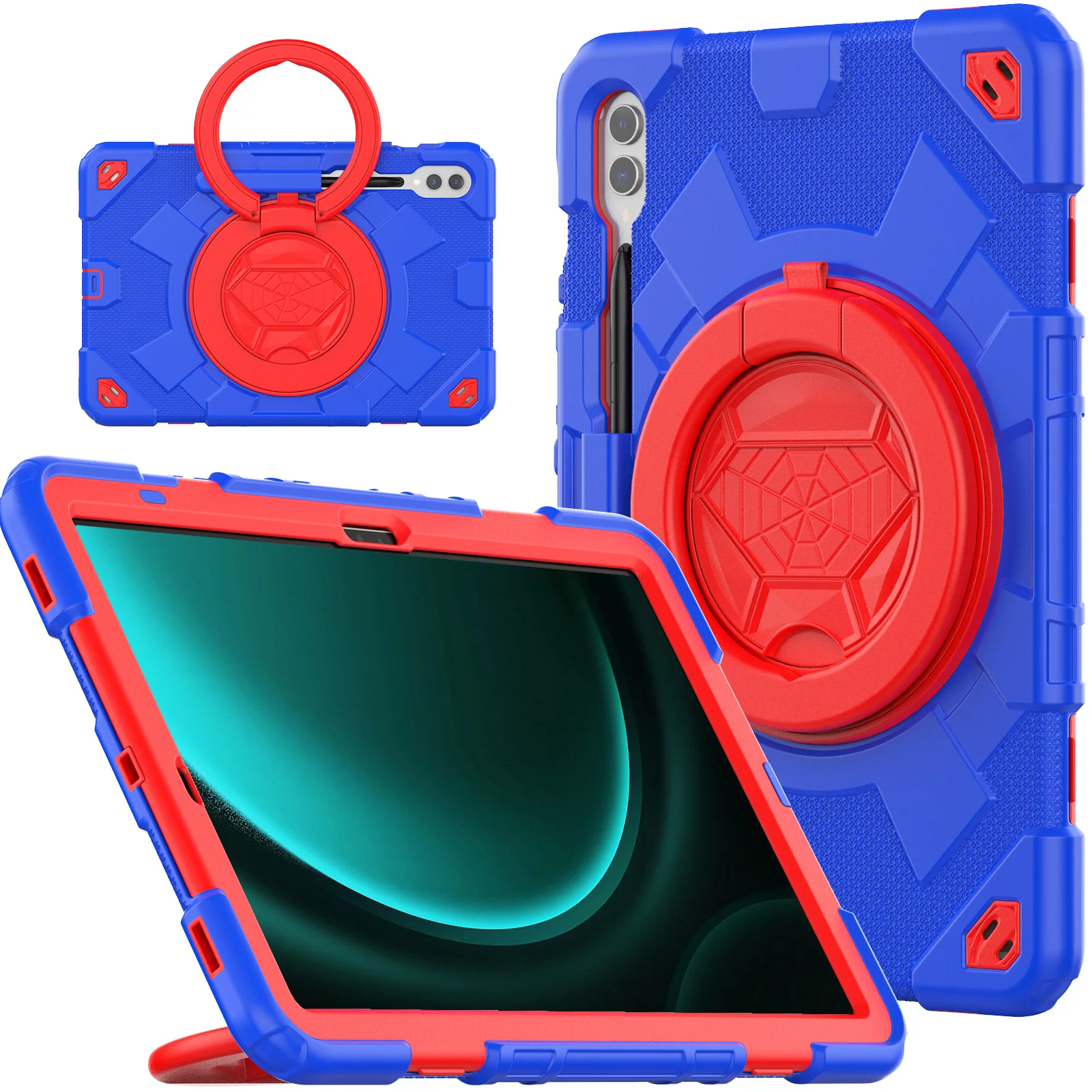 

Детский универсальный чехол для Galaxy Tab S10 S9 FE Plus 12,4 дюйма SM-X820 X826 X810 X816 X610 X616 с вращающейся на 360 градусов подставкой и ручкой