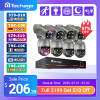 Techage 8CH 4K UHD 8MP PTZ POE Camera System Outdoor AI Human Detect Two-way Conversation CCTV Video Surveillance H.265 NVR Kit