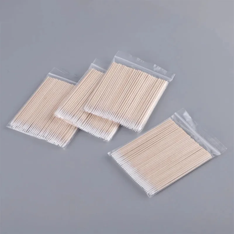 100/300/500 Stück Holztupferstäbchen für Nagellack, Korrektur, Maniküre, Reinigung, Wattestäbchen, Spitzen, Holzkopf, Nagelkunst-Entferner, 10 cm