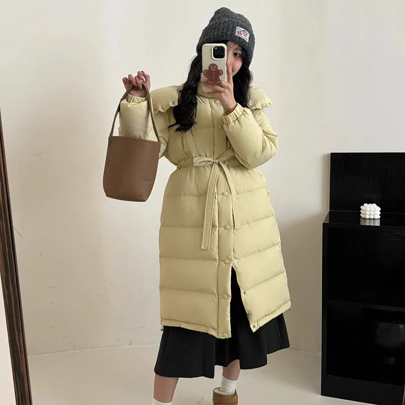 

2025 New Winter Warm Hooded Single-Breasted Buttons Women Down Jacket Short Long-Sleeved White Duck Down Women Down Jacket H593