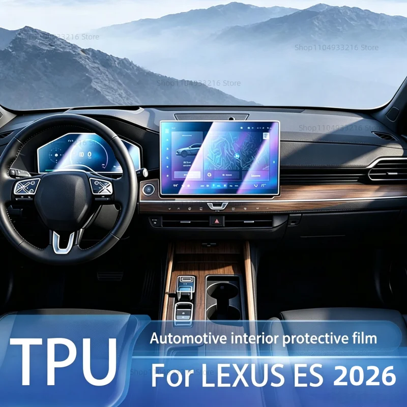 Transparent TPU Protective Film Anti-scratch For LEXUS ES 2026 Car Interior Center Console Dashboard Navigation Pre-cut PPF