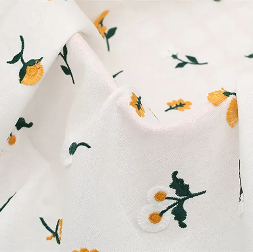 Small Fresh Three-dimensional Small Floral Embroidery Ramie Cotton Embroidered Dress Luggage Fabric