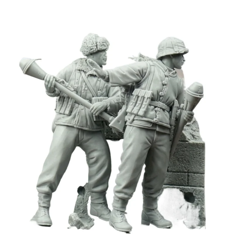 1/35 Scale Die Cast Resin Figure Assembled Model Kit Anti-tank Infantry 2 Man Military Miniature Sculpture Unassembled Unpainted