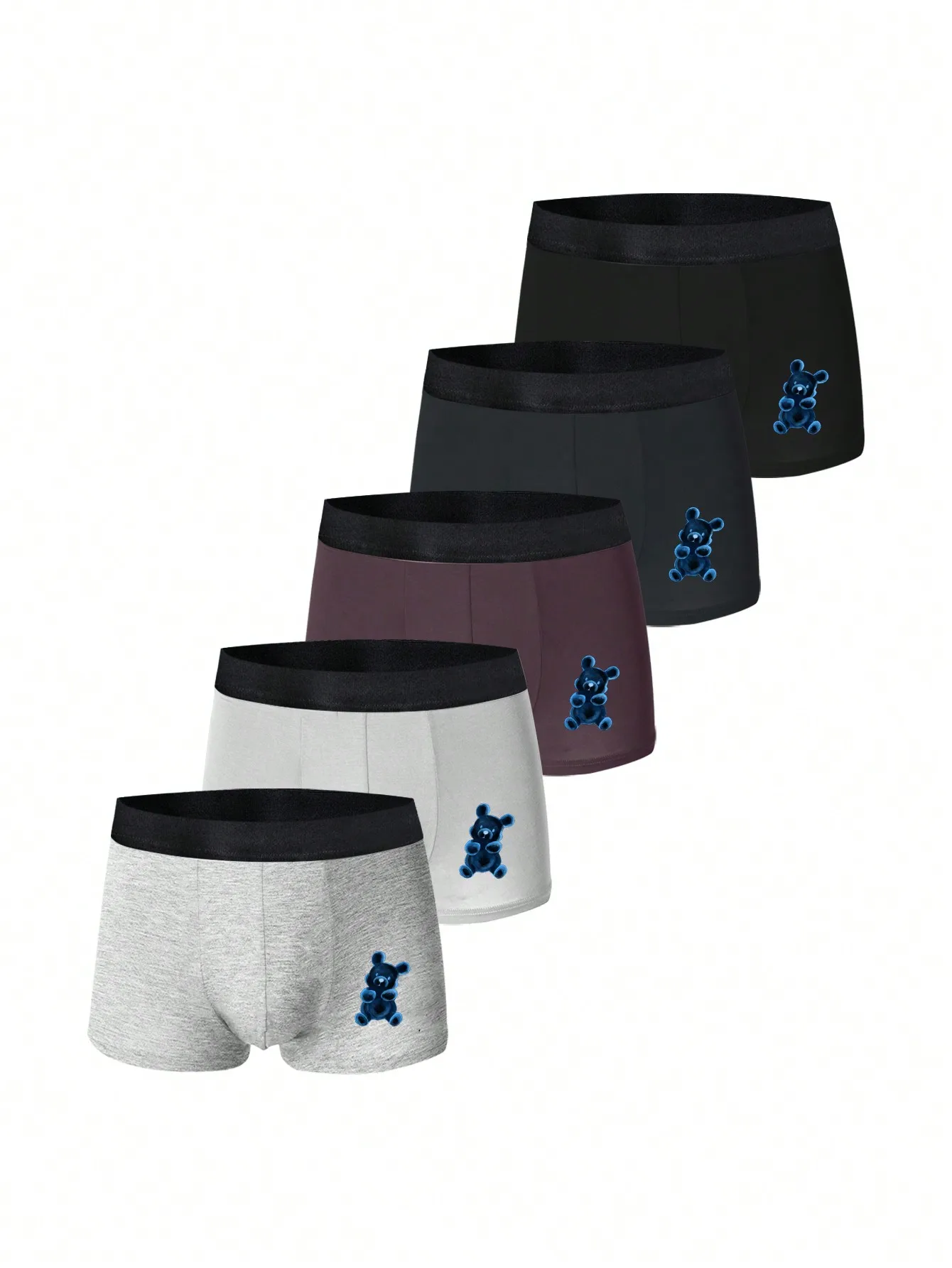 

Мужские трусы-боксеры с мультяшным принтом медведя, набор из 5 штук