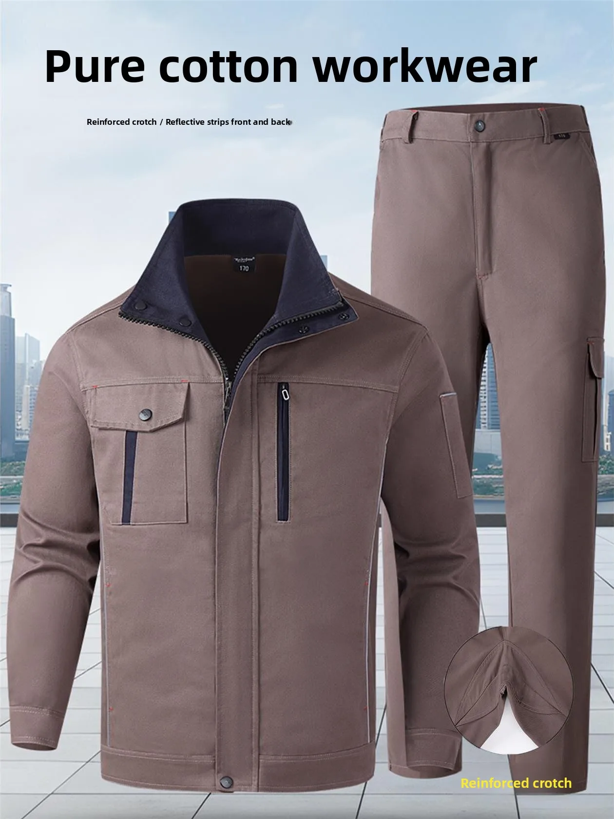

Pure Cotton Workwear Set Men's Labor Protection Clothing Welding Site Wear Resistant Thiened Flame Retardant Workw...