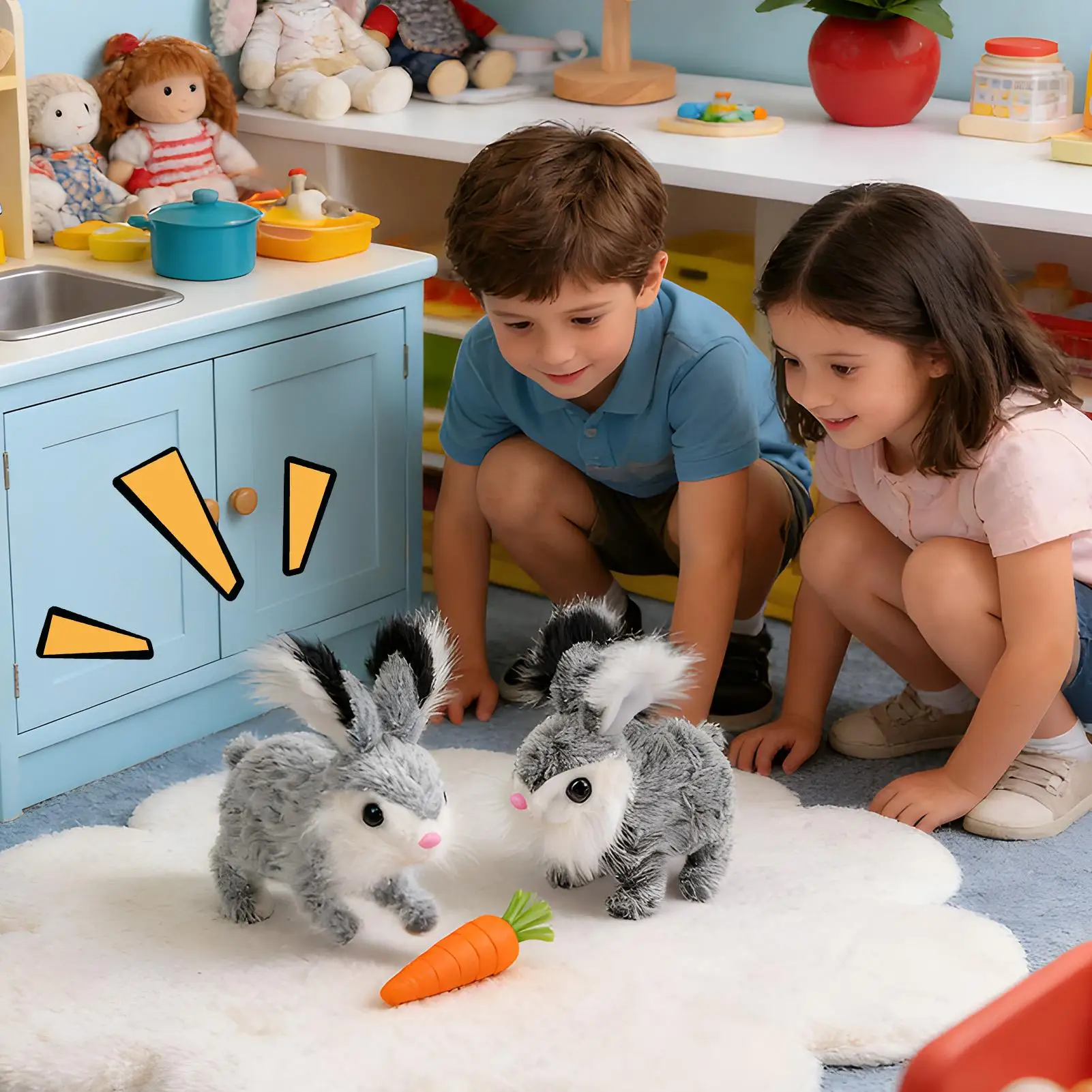 전기 토끼 인형 플러시 시뮬레이션 귀여운 토끼 인터랙티브 장난감 걷는 인형 어린이 동반 생일 새해 선물