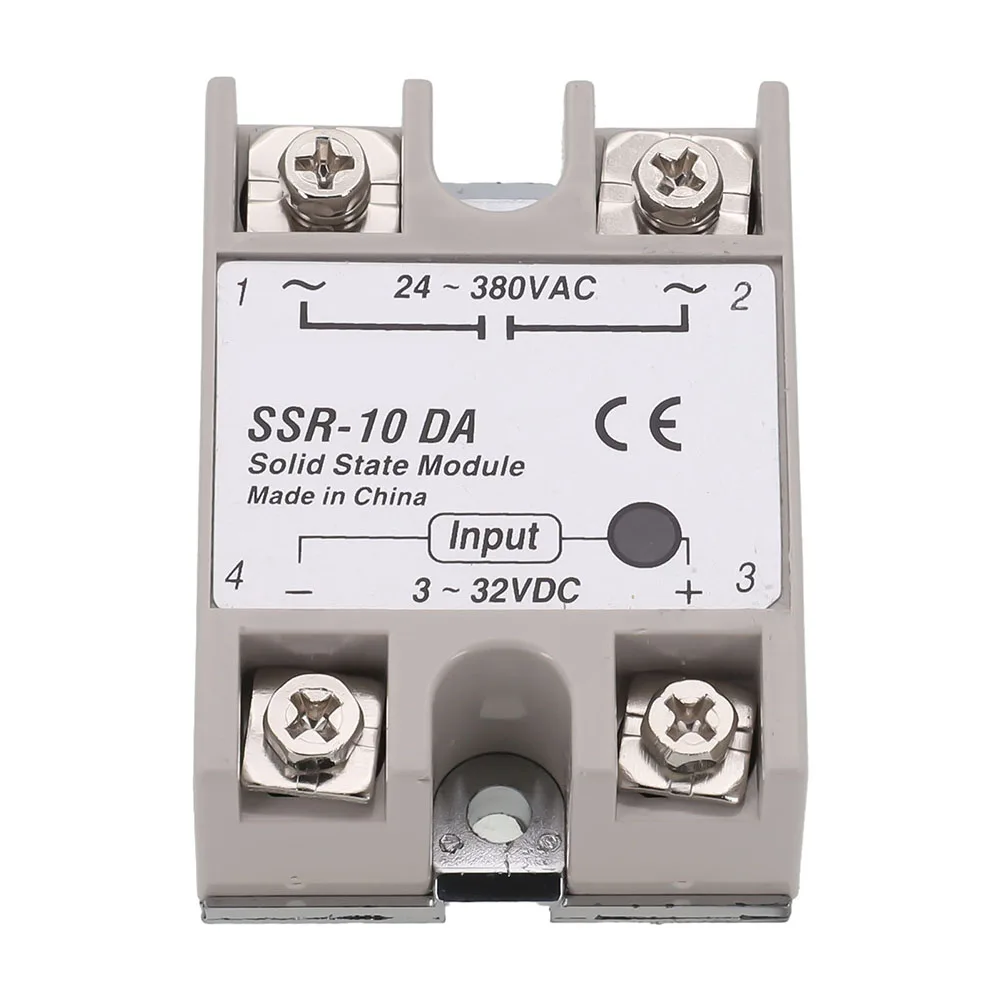 Solid State Relay SSR-10DA Single-phase 10A 3-32V DC to 24-380V AC Relay for Heavy Load Electrical Switching Applications