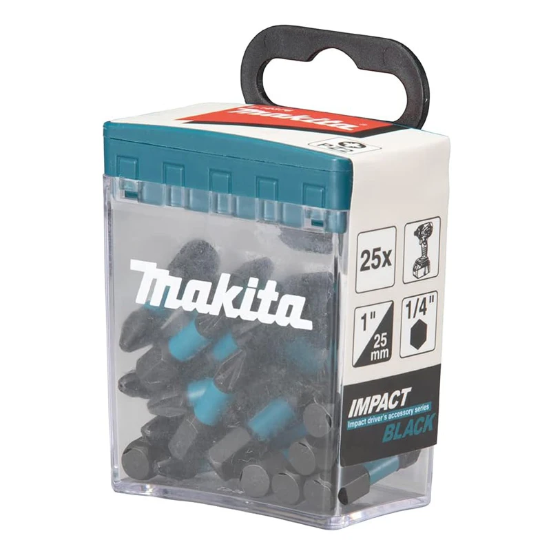 Imagem -04 - Makita-chave de Fenda Broca Acessório de Ferramenta Elétrica de Alta Dureza Preto de Impacto Amplamente Utilizado Pz2 Haste em Forma c E12376 25 mm 25 Peças