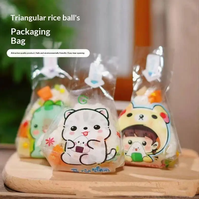 50Pcs Food Grade Disposable Onigiri Wrapping Bags Non-Stick for Triangle Rice Vegetable Sushi Roll Home Bento Making