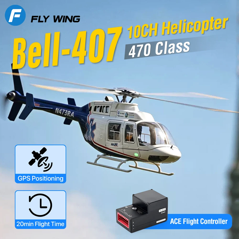 

FLY WING BELL-407 Helicopter ACE Flight Control 470 Class GPS Altitude Hold One Key Return