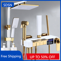 Smart Thermostatic Digital Bathroom Shower Set 12 Inch Rainfall Bathroom Shower Head Faucet Accessories Digital Shower System