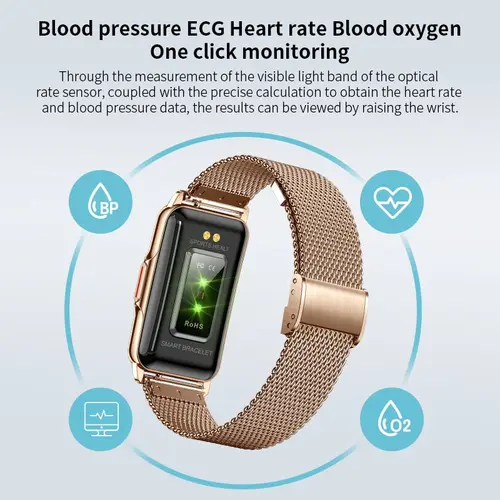 Imagen 2 del producto Para Android IOS pulsera inteligente mujeres Smartwatch hombres ritmo cardíaco oxígeno en sangre impermeable deporte reloj inteligente para damas + regalo