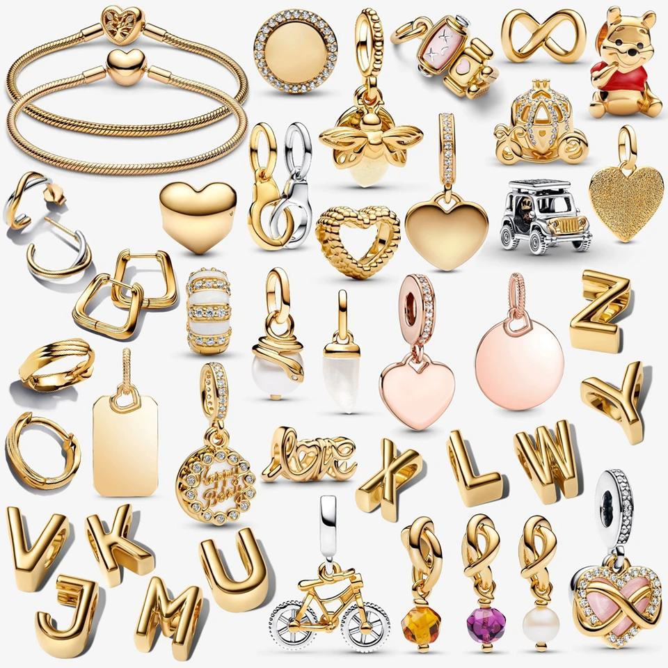 

New 925 Silver Eternal Heart shaped Pumpkin Bike Letter Bead Shining Star Bike Pendant Fashion DIY Charm Jewelry Gift