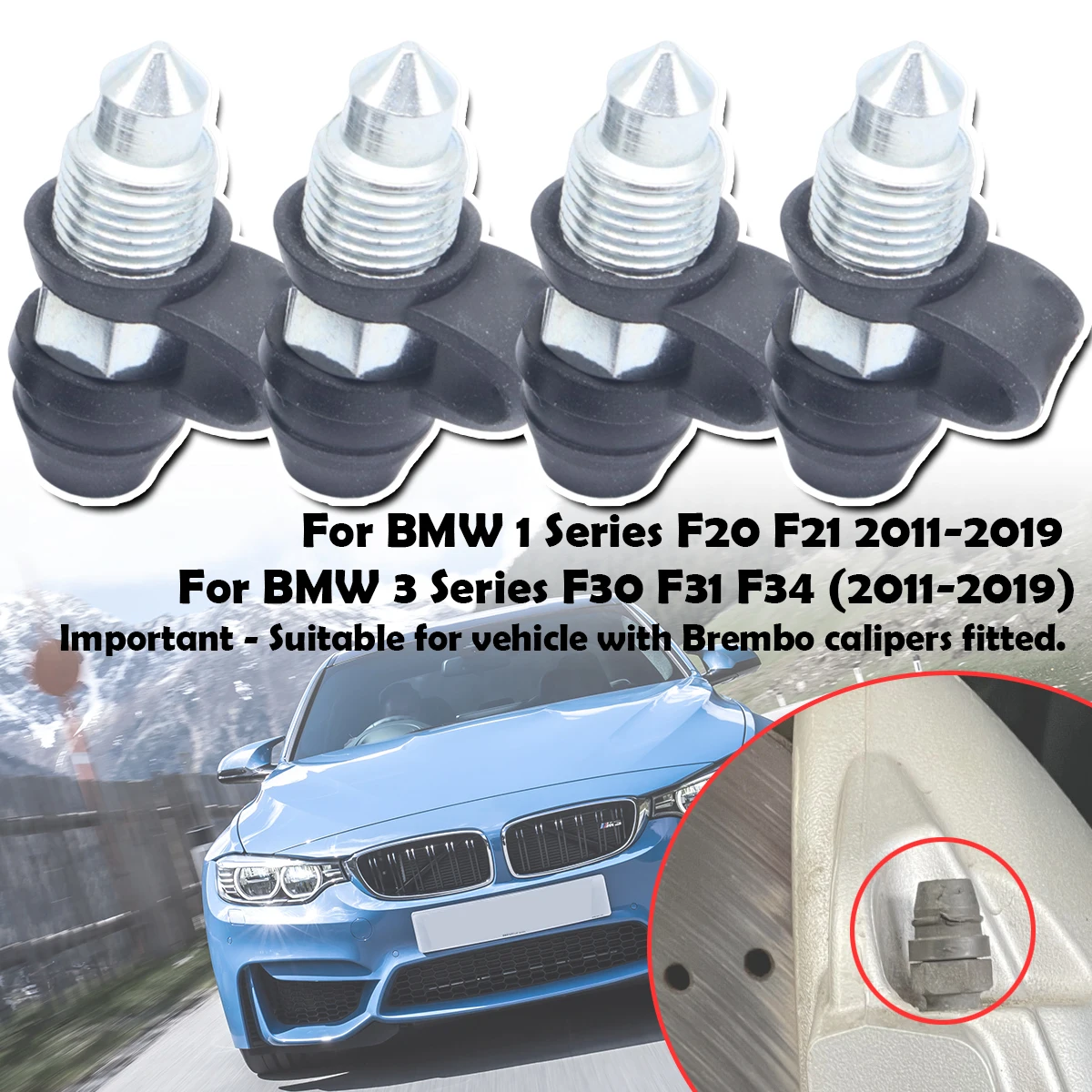 

For BMW F20 F21 F30 F31 F34 2011-2019 Front Bleeder Valves and Rubber Dust Cap Left Right Caliper Bleed Nipple Screw Repair Kit