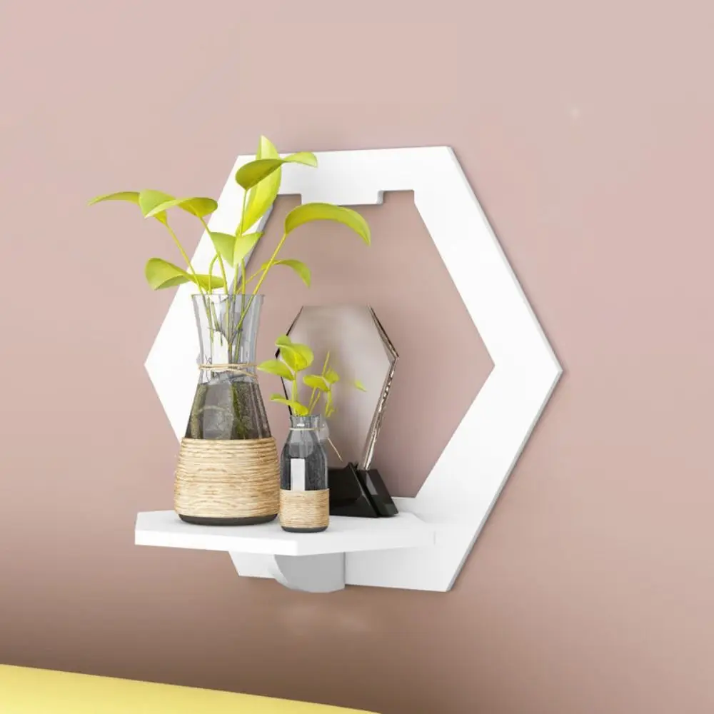 DIY PVC board Wall shelving white rotundity/square/hexagon Wall decoration shelf waterproof Easy to clean Wall display bedroom