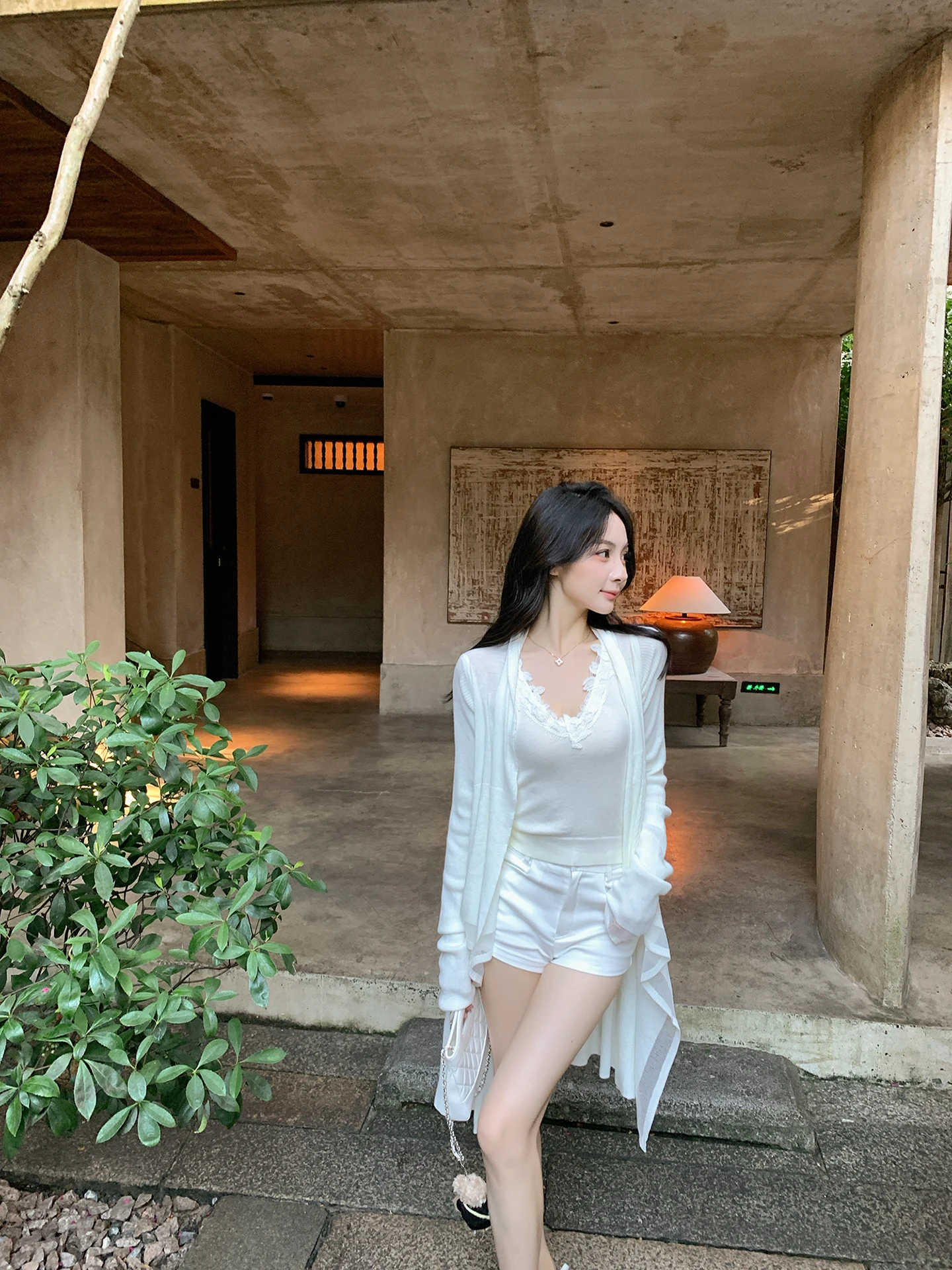 

Белый длинный вязаный кардиган-свитер для женщин, ранняя осень, Aosphere Sensation Gentle Pure Desire Zhouye Soft Sle