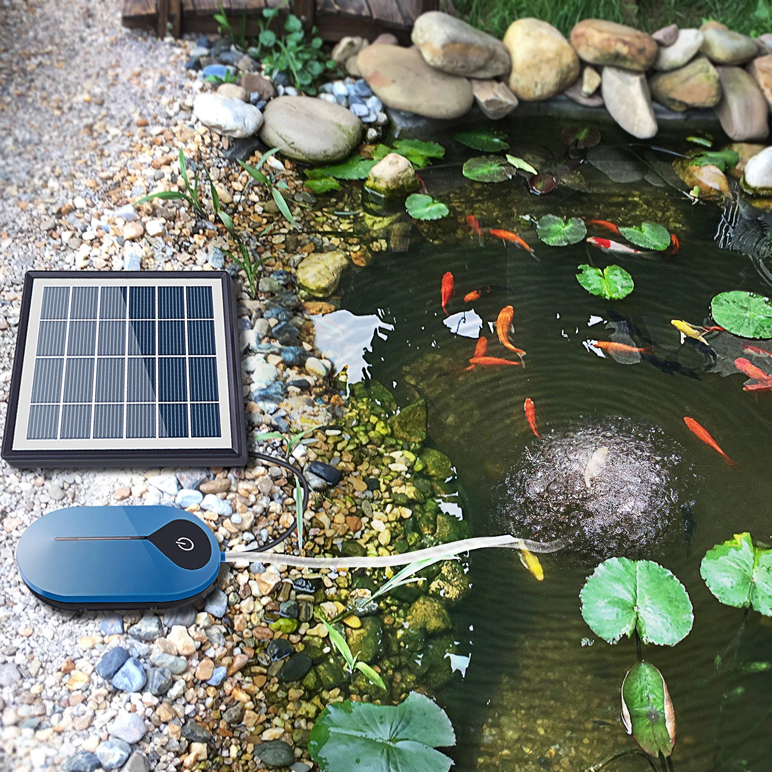 Solar Air Pump Built-in Rechargeable Battery Solar Oxygen Pump Aquarium Fish Tank Oxygen Pump for Fish Tank Outdoor Pond