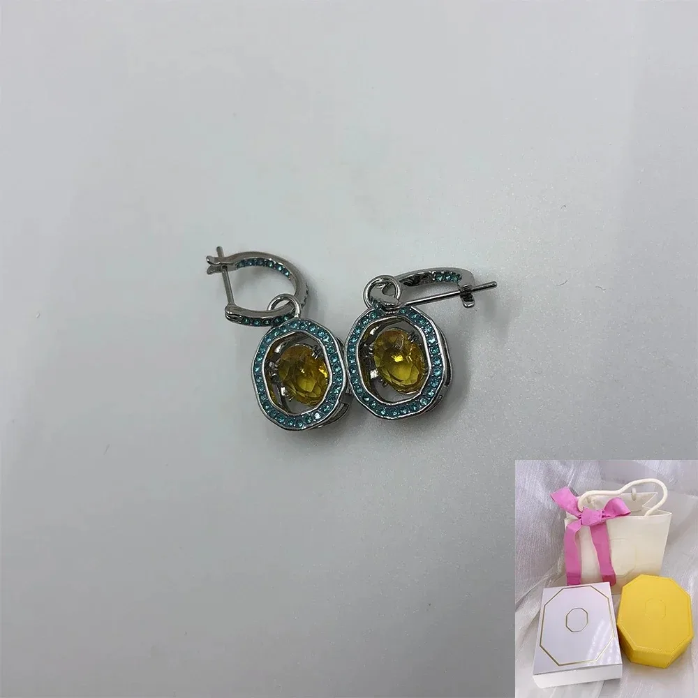 

New hot selling Chroma octagonal cut imitation crystal droplet shaped earrings, exquisite women's birthday gift