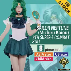 MRHALLCOS Anime Cosplay Sailor Neptune Michiru Kaiou Moon SuperS Dress Outfits Costume Halloween Party Kid Adult Women Plus Size