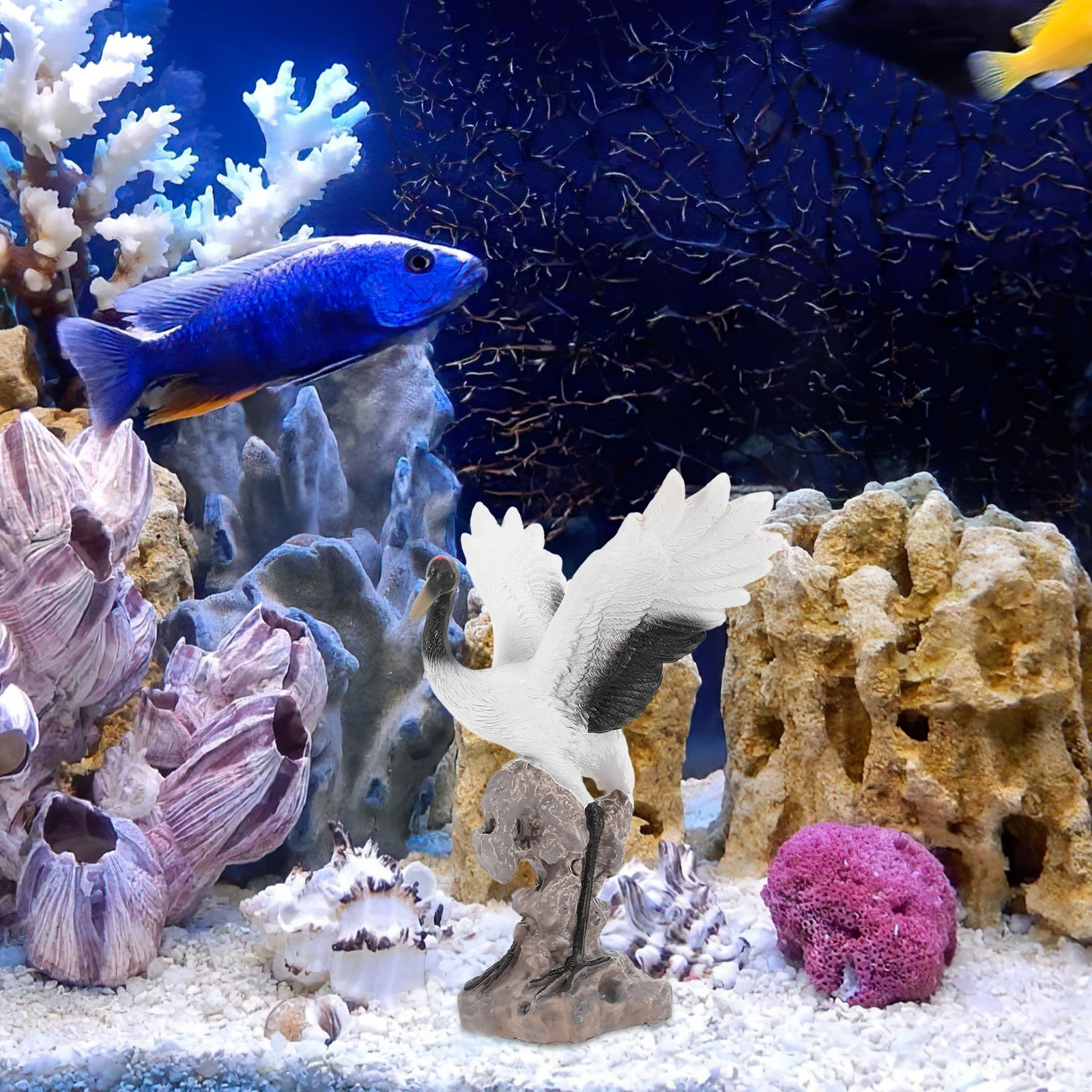 

Miniature Garden Crane Statue Realistic Bird Sculpture Indoor Outdoor Bonsai Decoration Fish Tank Ornament Water Feature Art