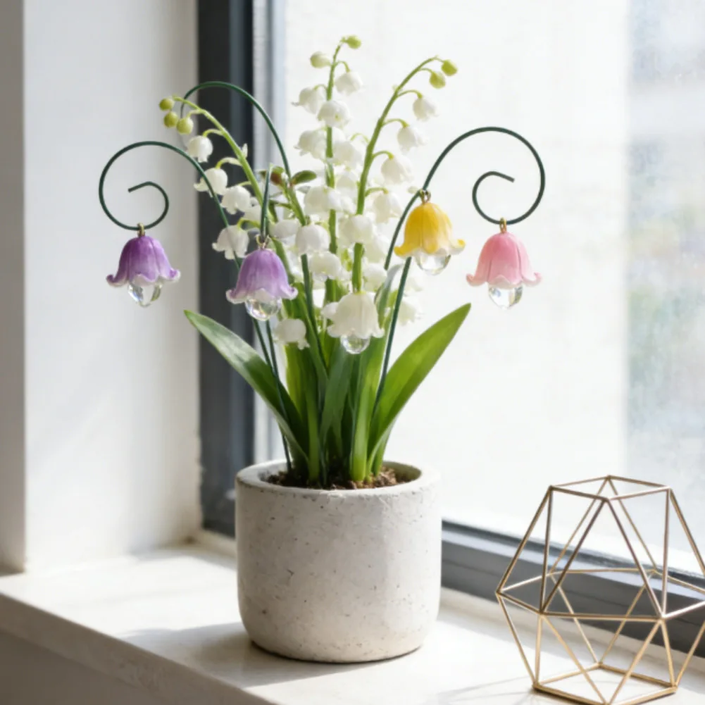 For Garden Decoration Purple Pink Yellow Lily Of The Valley Colorful Resin Ornaments Compact Decorative Pieces
