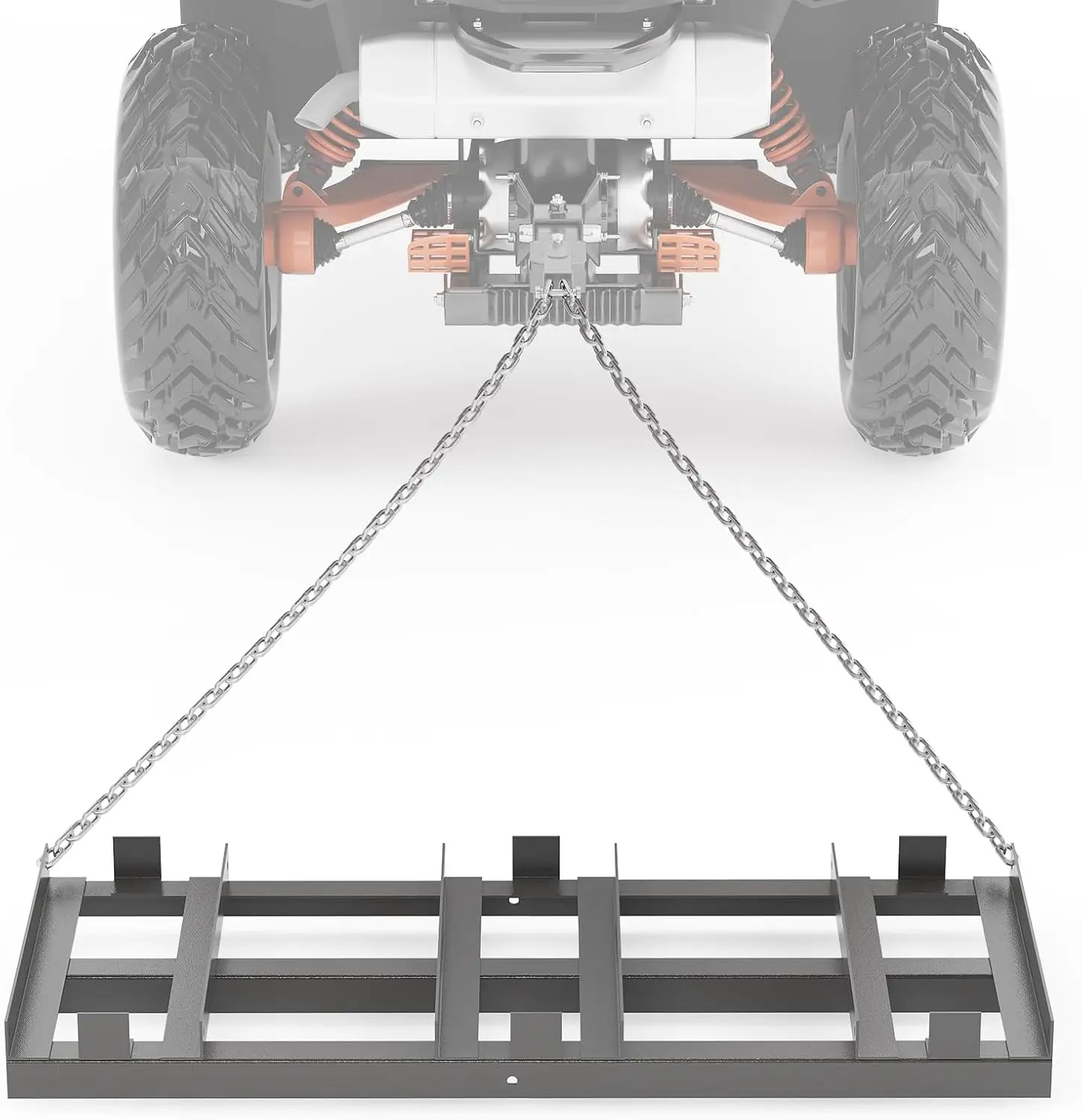 4 ft Driveway Drag Harrow for ATV, Tractor & UTV, Heavy-Duty Tow-Behind Driveway Grader with 6 ft Chain Link, Landscape Rake for Gravel, Sand, Soil & Hay, Lawn Leveling Tool for Yard & Pasture