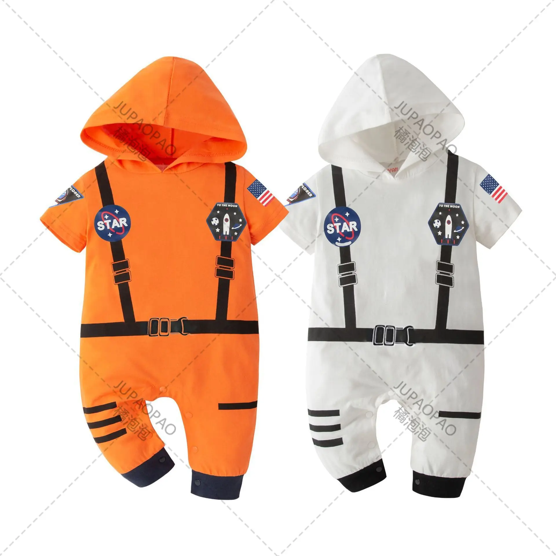 Summer Short Hoodie Astronaut Costume Romper For Baby Boys Girls Space Suit Jumpsuit Halloween Birthday Outfit Cosplay Anime