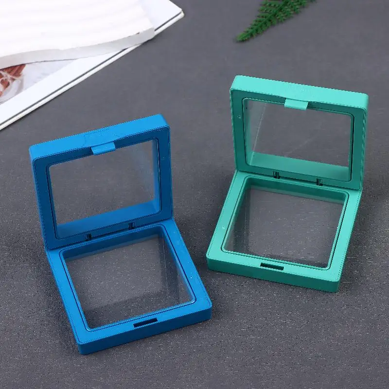 

10 шт. прозрачных плавающих коробок-витрин, пластиковая пленка, упаковка для ювелирных изделий, коробка для хранения украшений, колье, колец и коллекционных предметов