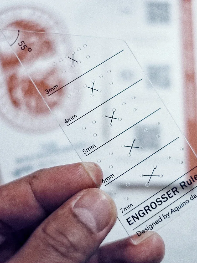 Calligraphy Copper Ruler Aquino Western Spencerian Script Guidelines Precision Tool for English Calligraphy Floral Design