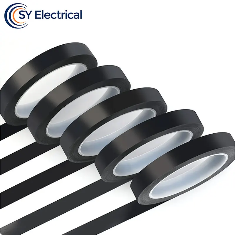 

5/8/10/12/15/18/20/25/30mm x 50M Black High Temperature Resistant Kapton Tape Polyimide For Electric Task/grills/powder Coating