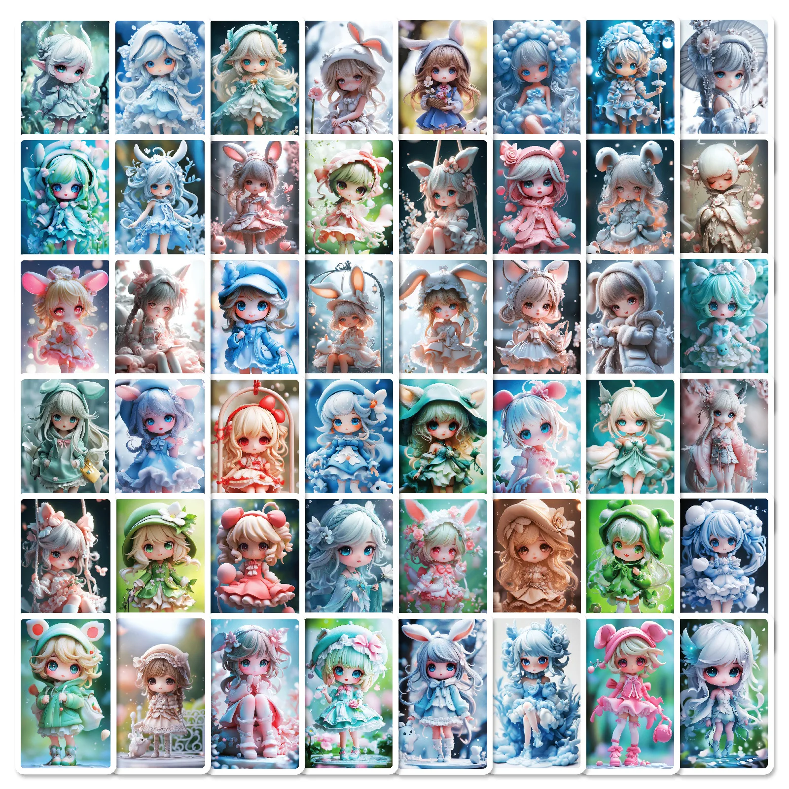50 Stück Kawaii Anime-Mädchen-Aufkleber, Niedliche Cartoon-Sticker für DIY Scrapbooking, Journaling & Tägliche Dekoration