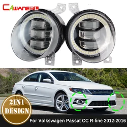 2 X Car Angel Eye LED Fog Light DRL Daytime Running Lamp 9006 For Volkswagen VW CC Passat CC R-line 2012-2016 (Not fit Facelift)