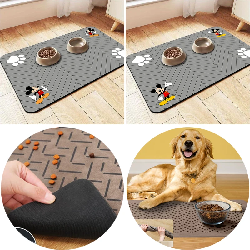 

Disney Mickey Pet Floor Mats Anime Pet Feeding Mat Absorbent Placemat for Food Water Bowl Cartoon Easy Washing Placemat Gifts