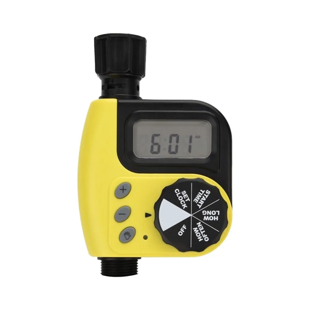 Low Profile Sprinkler Timer for Deck and Patio Use with Compact 14.5 x 10 x 6.5 cm Dimensions and Lightweight Build