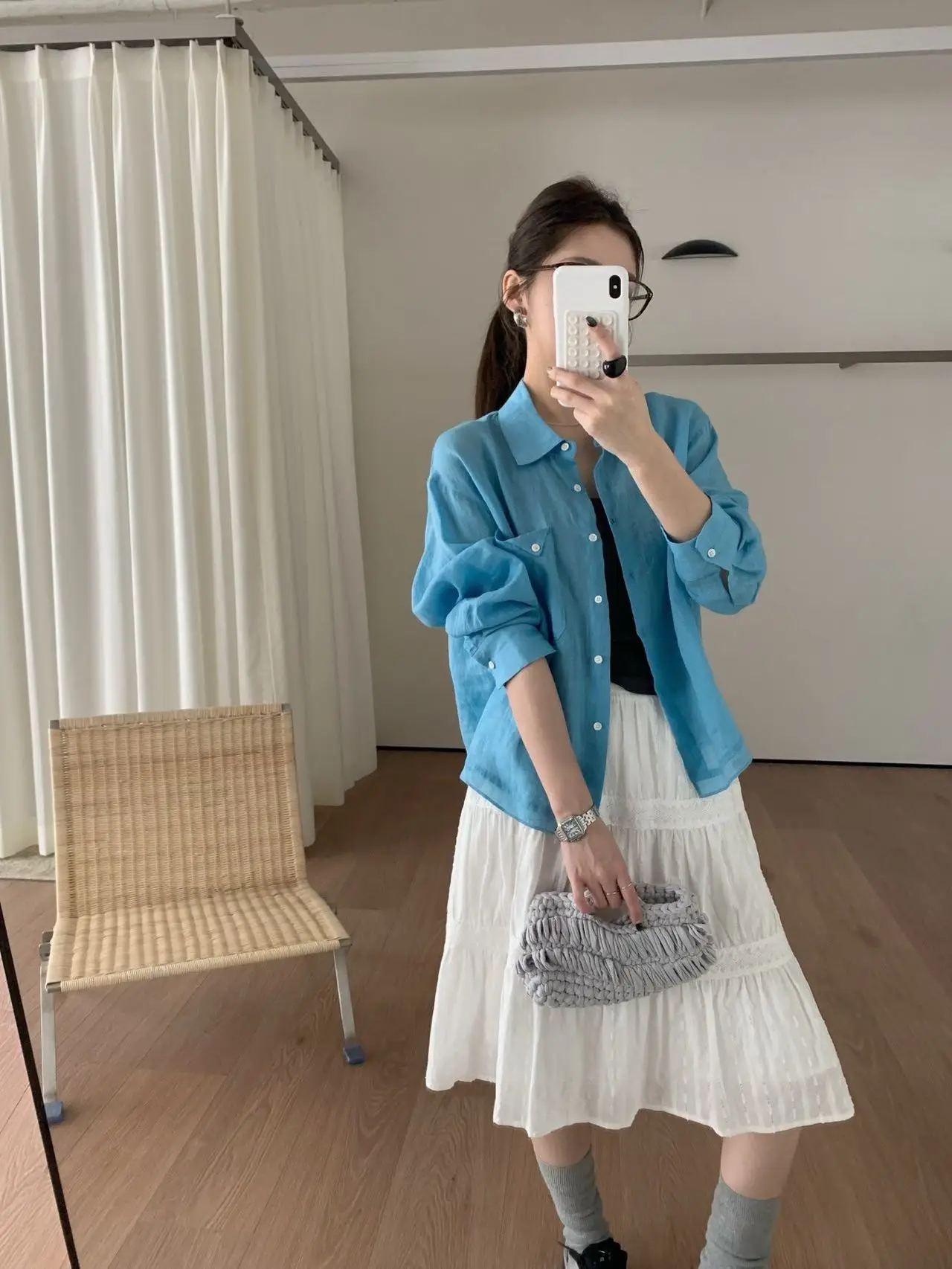 

Lilian Basic Loose Women's irt Versatile Comfortable Breathable Long Sve Collar Formal Casual Spring Season