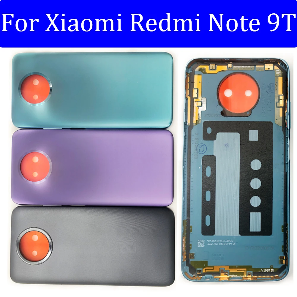 10PCS Lots New For Xiaomi Redmi Note 9T Back Door Case Battery Rear Housing Back Cover With Side Button With LOGO Replacement