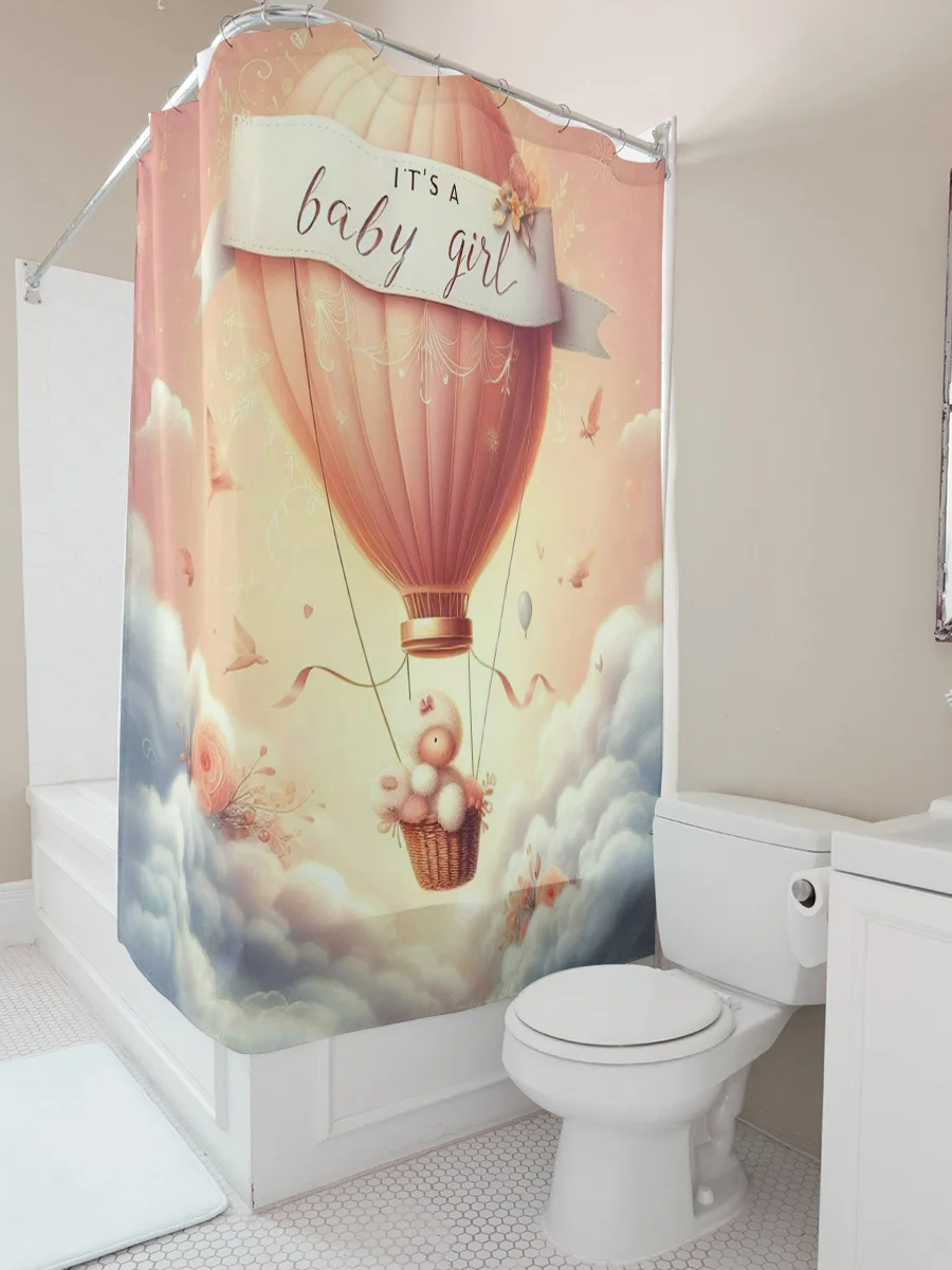 

Это занавеска для душа с воздушным шаром для маленьких девочек, украшение для ванной комнаты