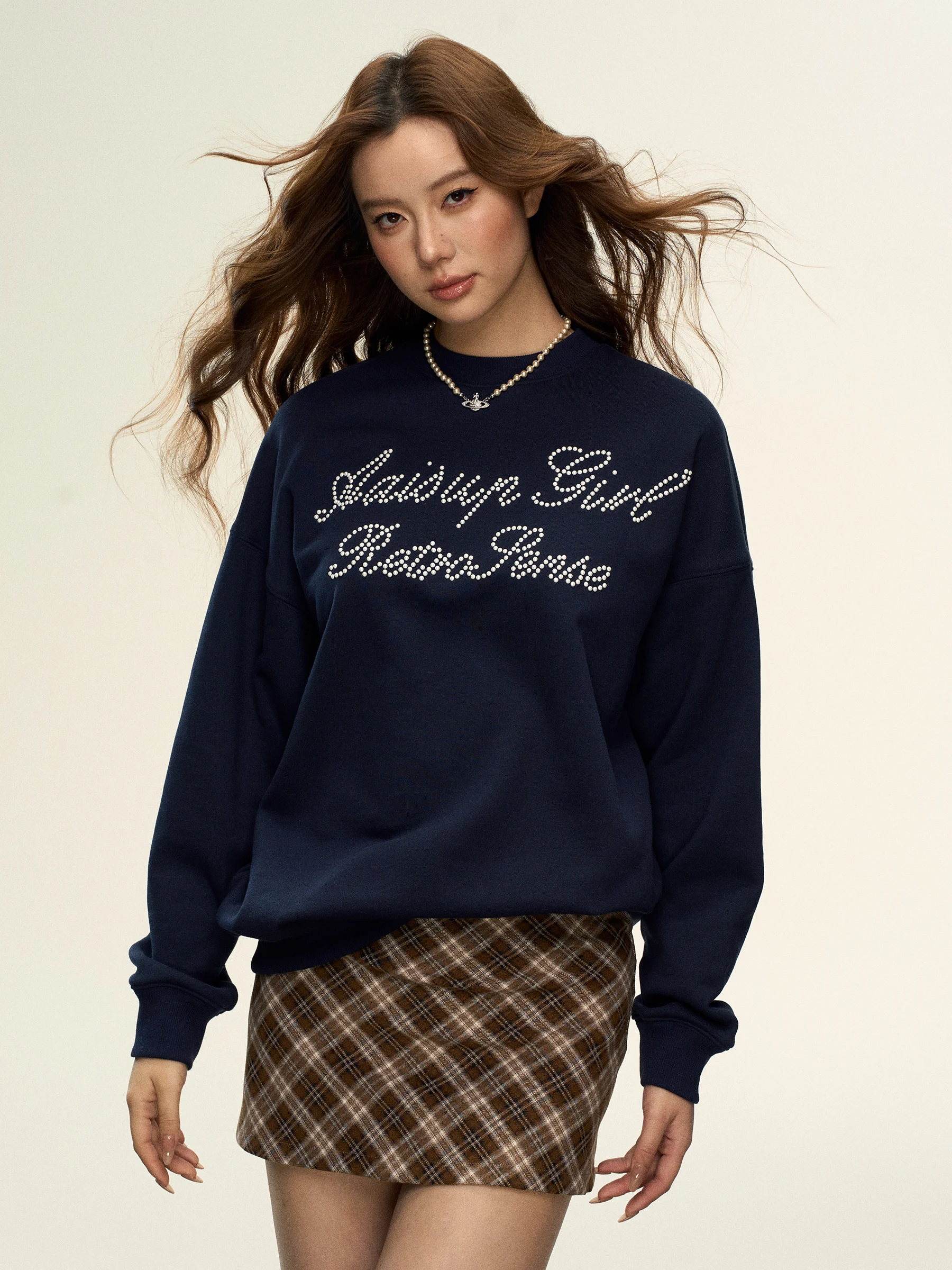

Aaisup American Lazy Style round Neck Sweatshirt Women's Spring Autumn Loose Casual All-Match Hooded Top Korean Style Long Sl...